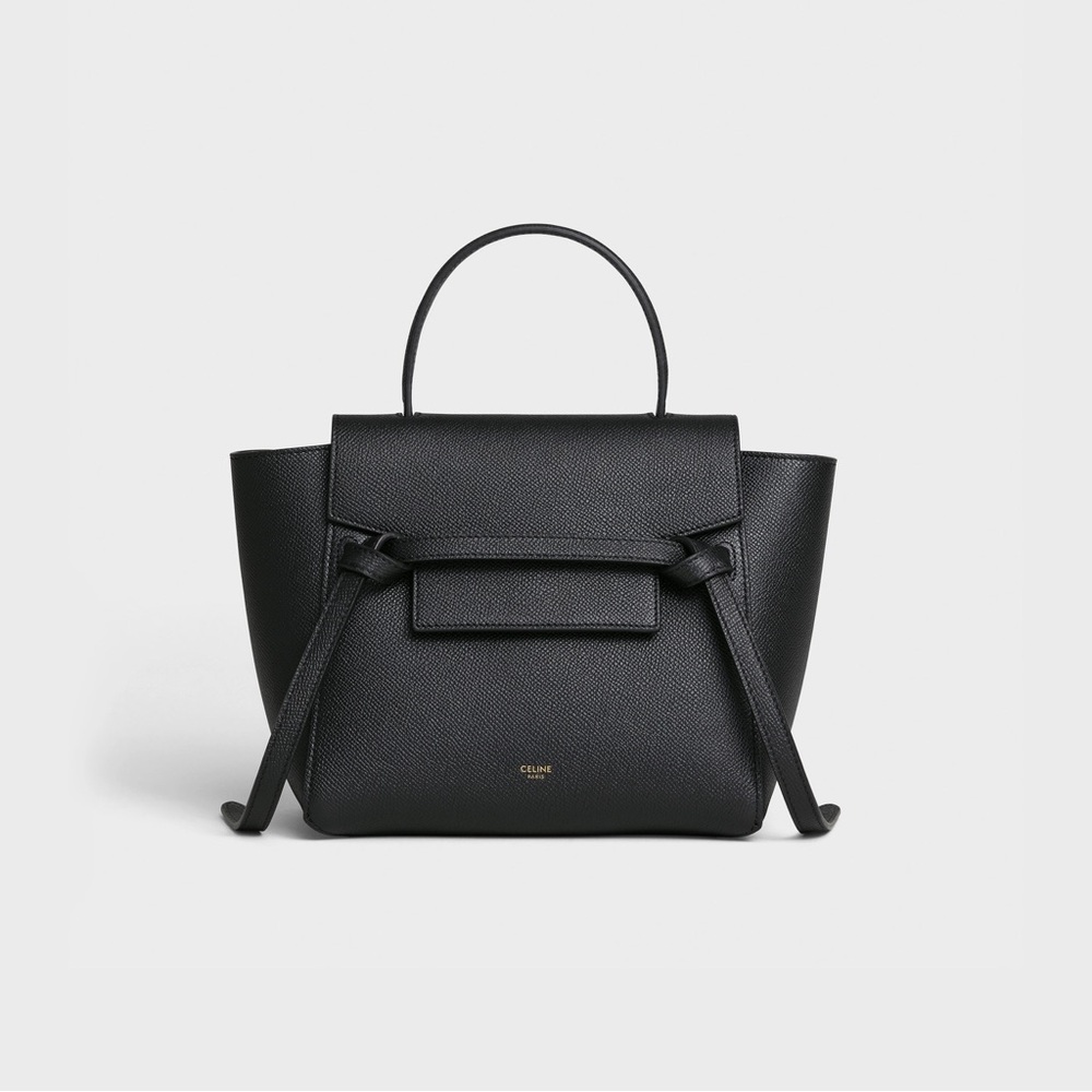 Celine nano belt bag in grained calfskin, black